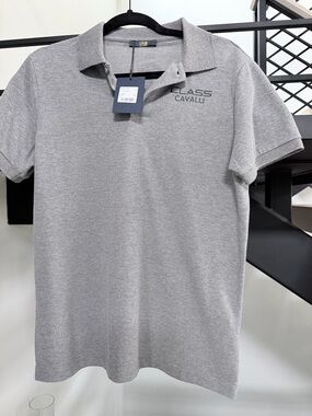 NWT Cavalli Class Grey Short-Sleeve Polo size M